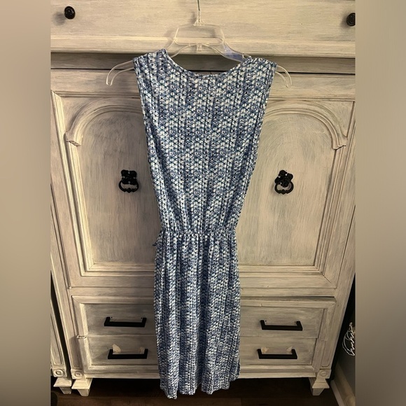 Rebecca Taylor Blue & White Geometric Printed Shibori Linen‎ Wrap Dress - Picture 8 of 8